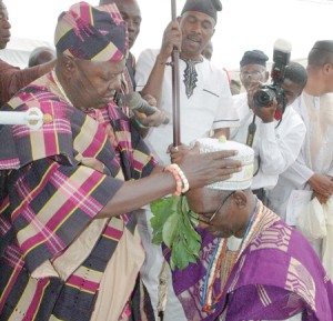 A University don's investiture as "Asiwaju of Okeho" by the Oyo state town, Okeho's monarch.
