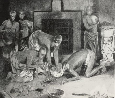 Orisha Illustration from Leo Frobenius, Ogboni initiation, 1912