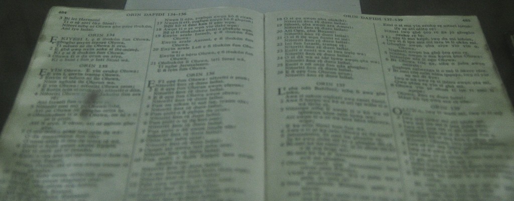 Yoruba Bible, shown here was the first printed