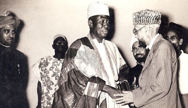 The pioneer Ahmadi Muslim medical missionary to West Africa, M. Shah Nawaz Khan Meeting with the king of Lagos Oct 1960 