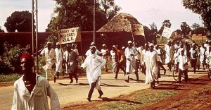 Demonstration in Zaria after the first Nigerian coup in 1966