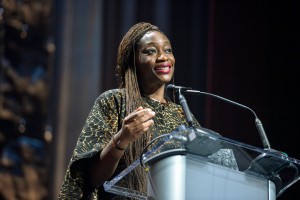 Hasfat Abiola making a speech