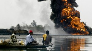 People find refuge after a blowing up of Shell pipeline by militants in 2005. 