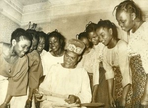 Ogunde and wives; all members of his theatre company