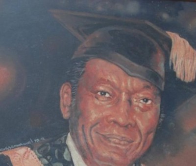 painting of Prof Fafunwa in academic gown