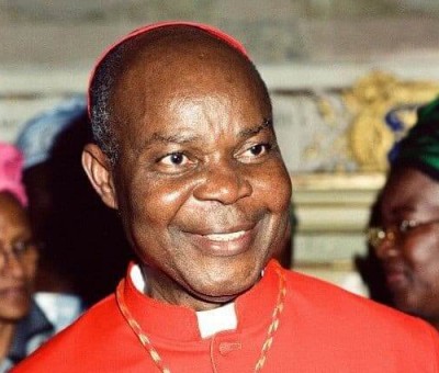 Cardinal Okogie in red cassock