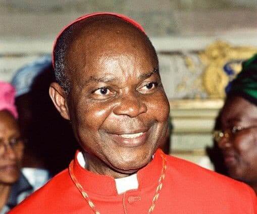 Cardinal Okogie in red cassock