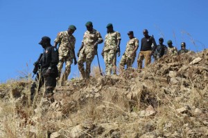 Nigerian army inspecting Gwoza Hills