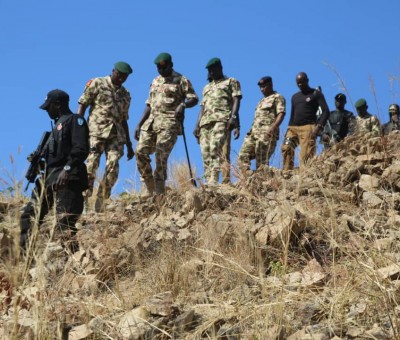 Nigerian army inspecting Gwoza Hills