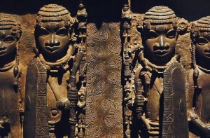 Members of Eweka dynasty depicted in this Benin Lead Brass sculpture